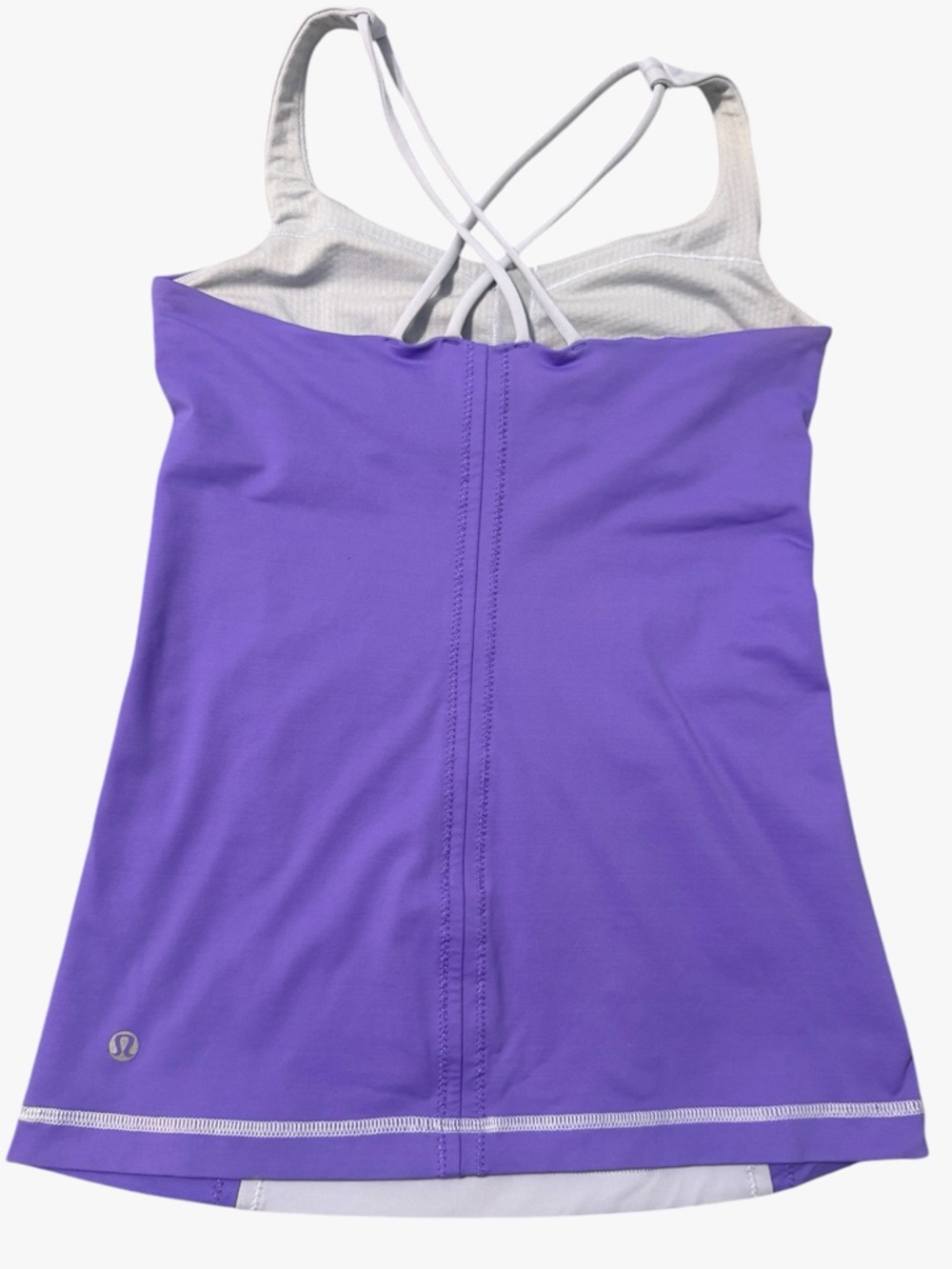 Lululemon Longline Sports Bra Tank Size 4 Purple & Light Grey/Lilac Built-In Bra
